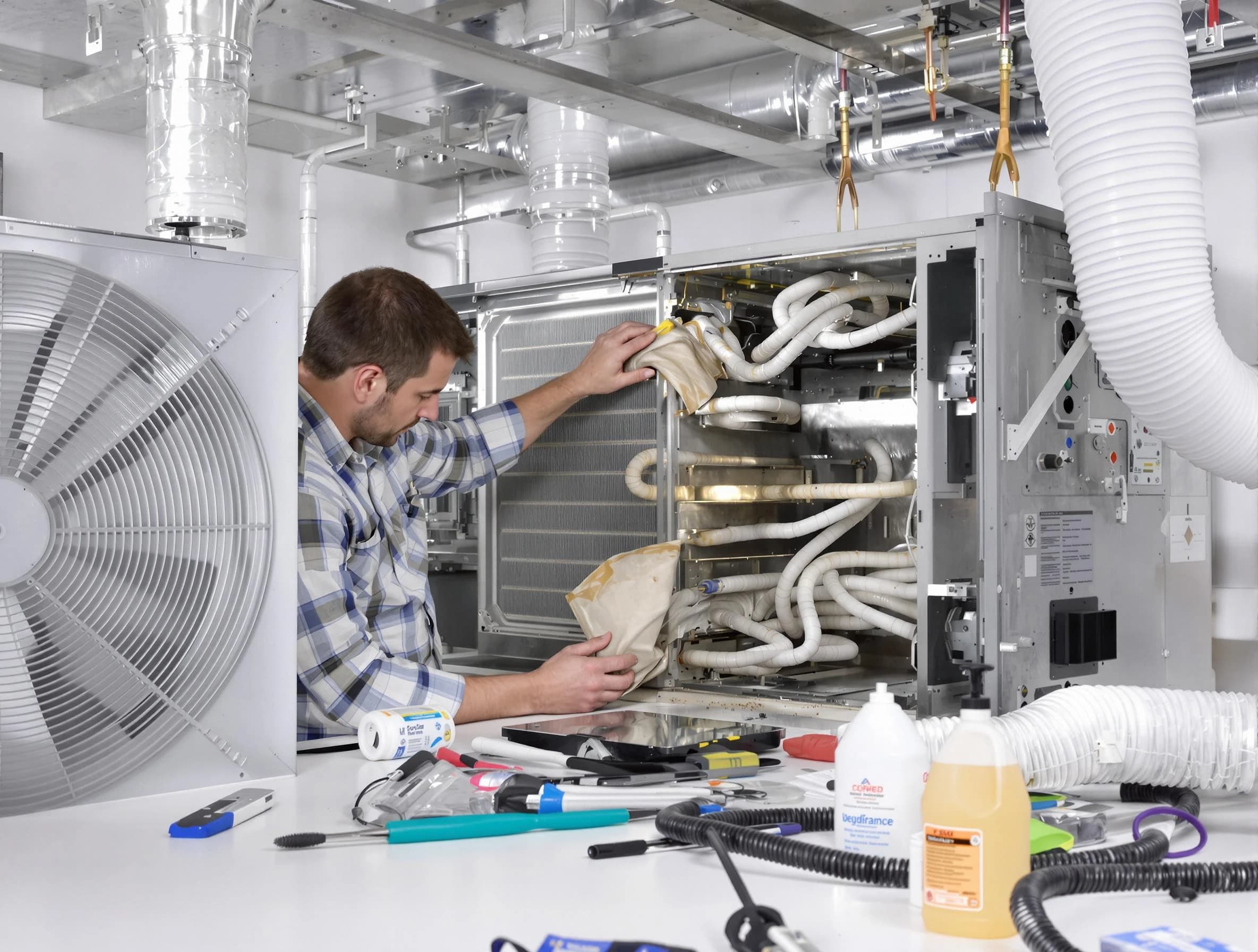 South Fayette Air Duct Cleaning specialist performing precision AC coil cleaning in South Fayette