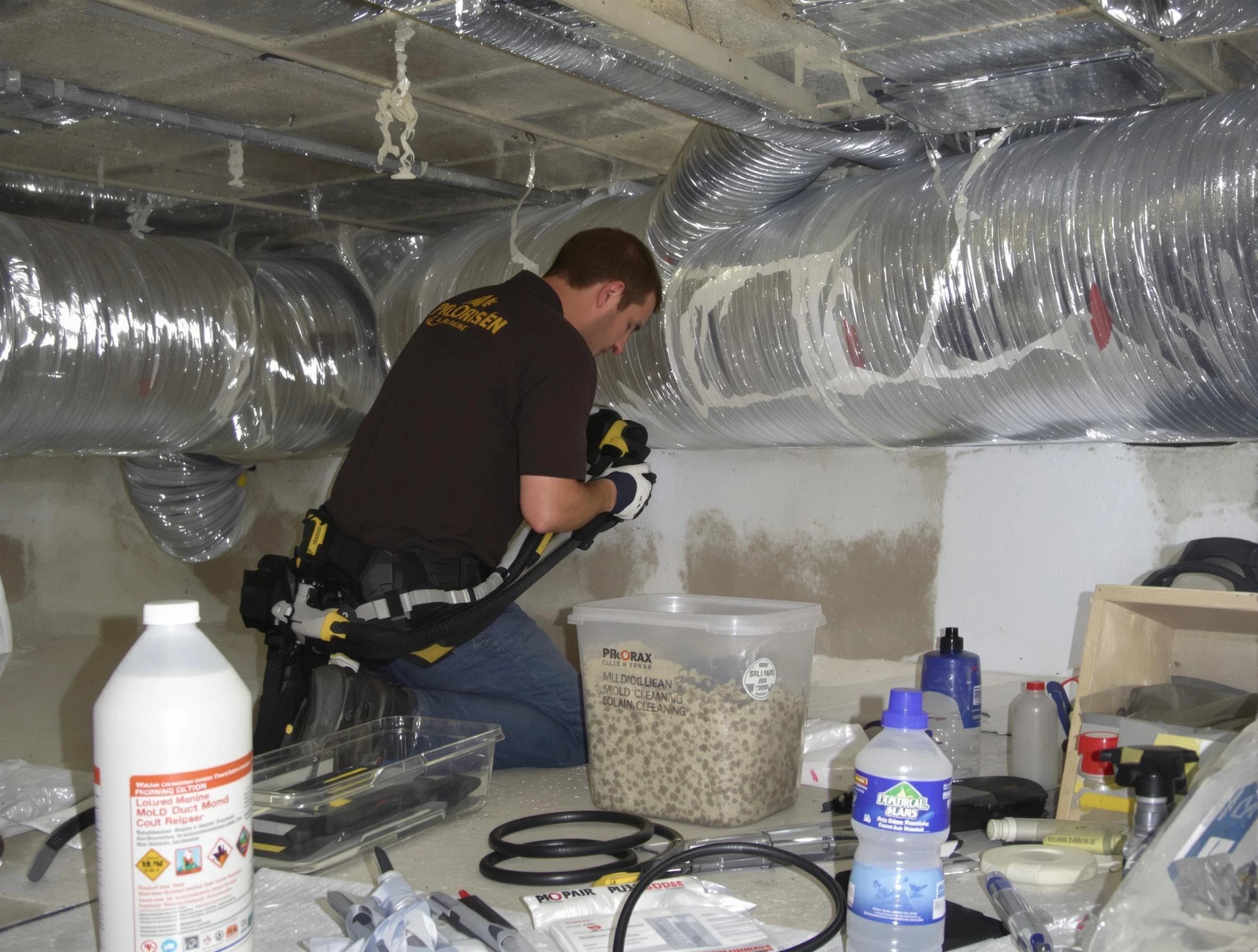 South Fayette Air Duct Cleaning specialist performing professional mold removal from air ducts in South Fayette