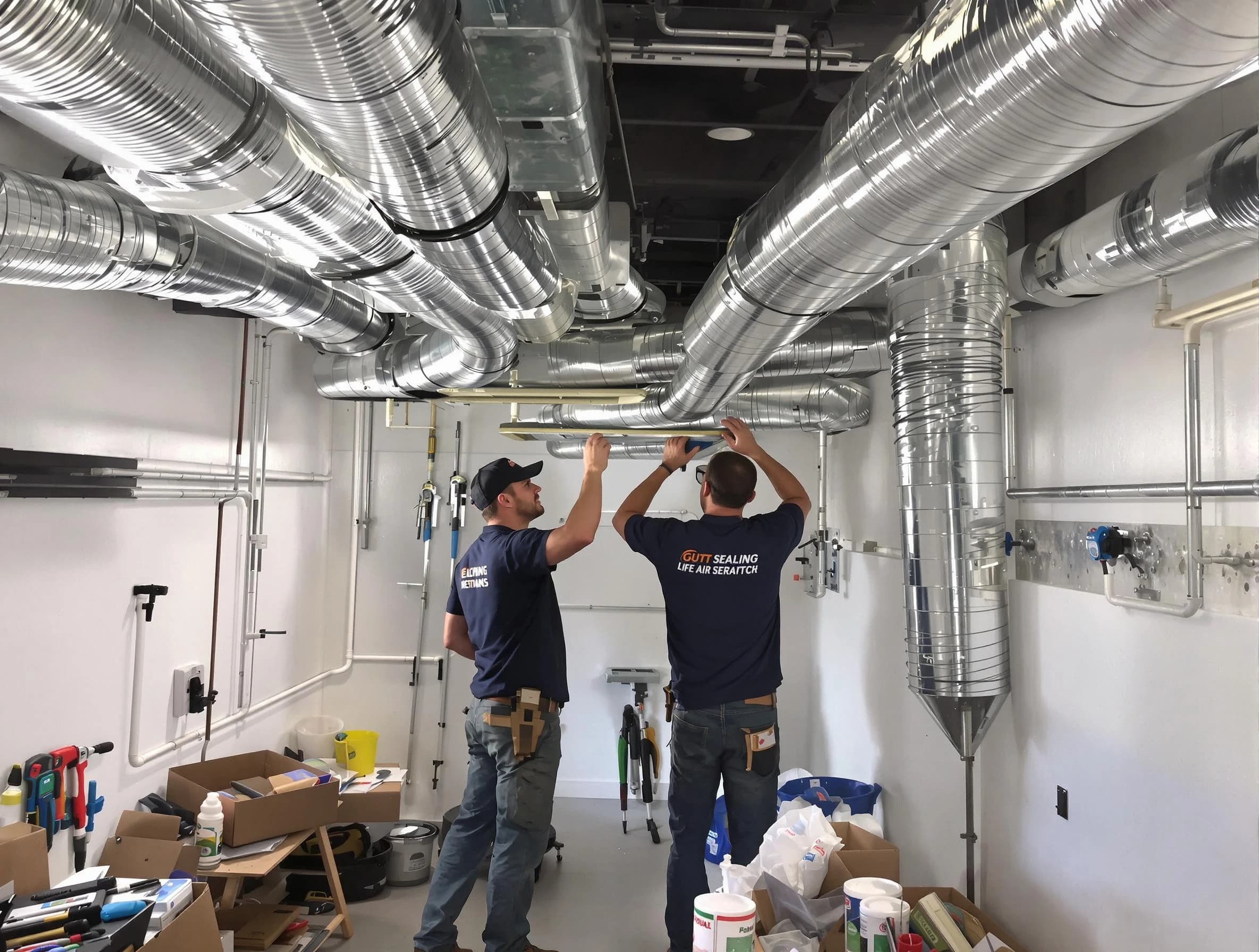 South Fayette Air Duct Cleaning technician applying professional duct sealing solutions in South Fayette
