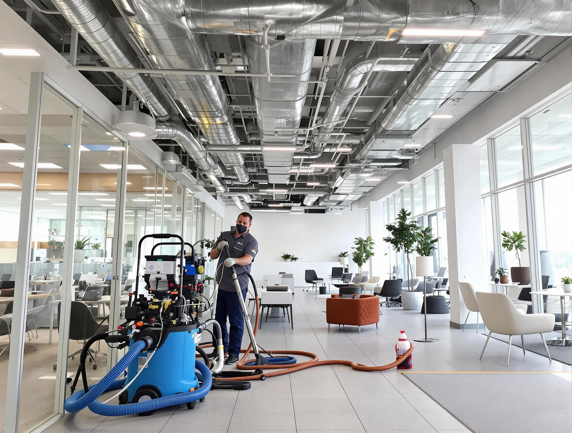 South Fayette Air Duct Cleaning team conducting comprehensive commercial duct cleaning at a business location in South Fayette