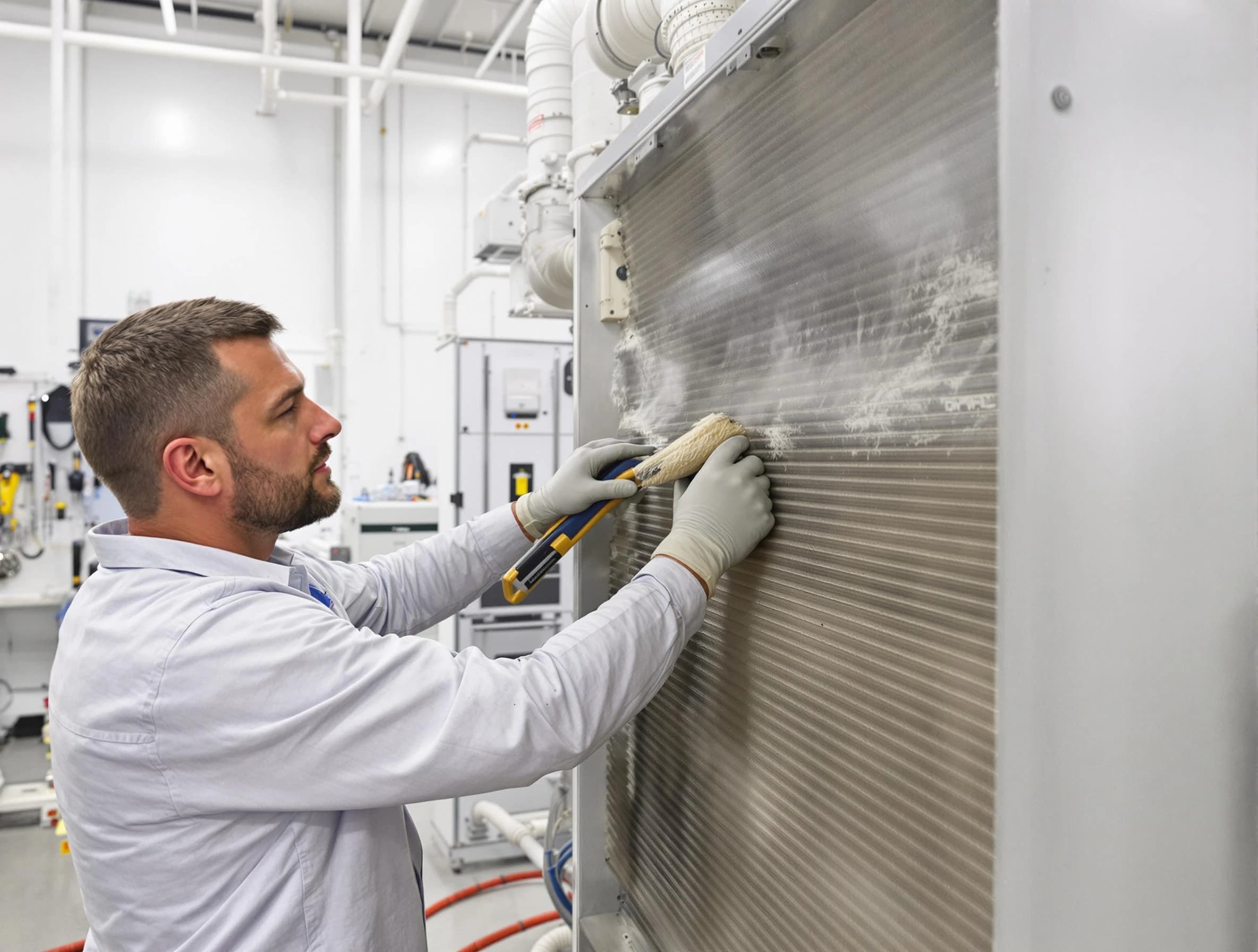 South Fayette Air Duct Cleaning technician performing precision commercial coil cleaning at a South Fayette business