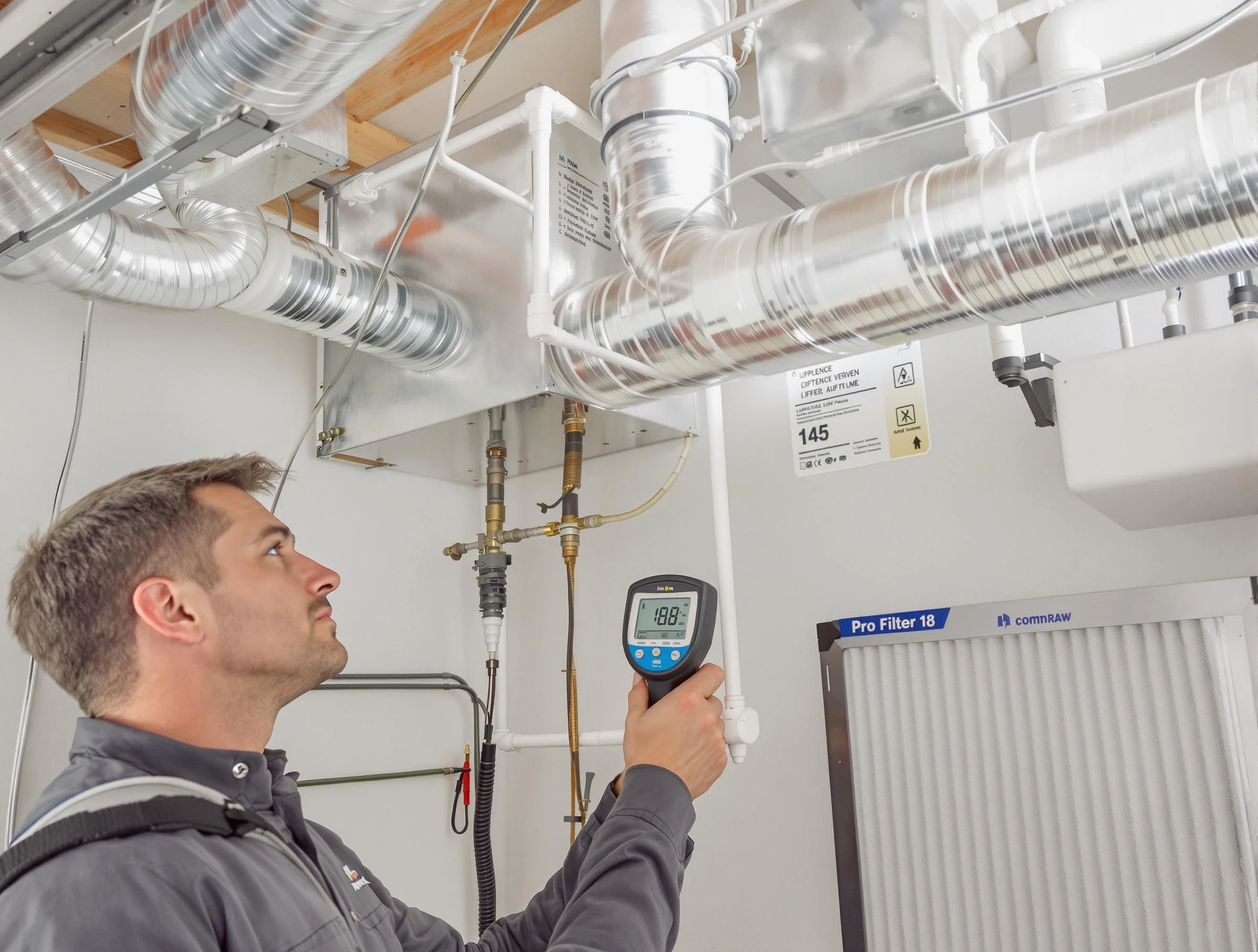 South Fayette Air Duct Cleaning expert conducting detailed filter system inspection using diagnostic tools in South Fayette