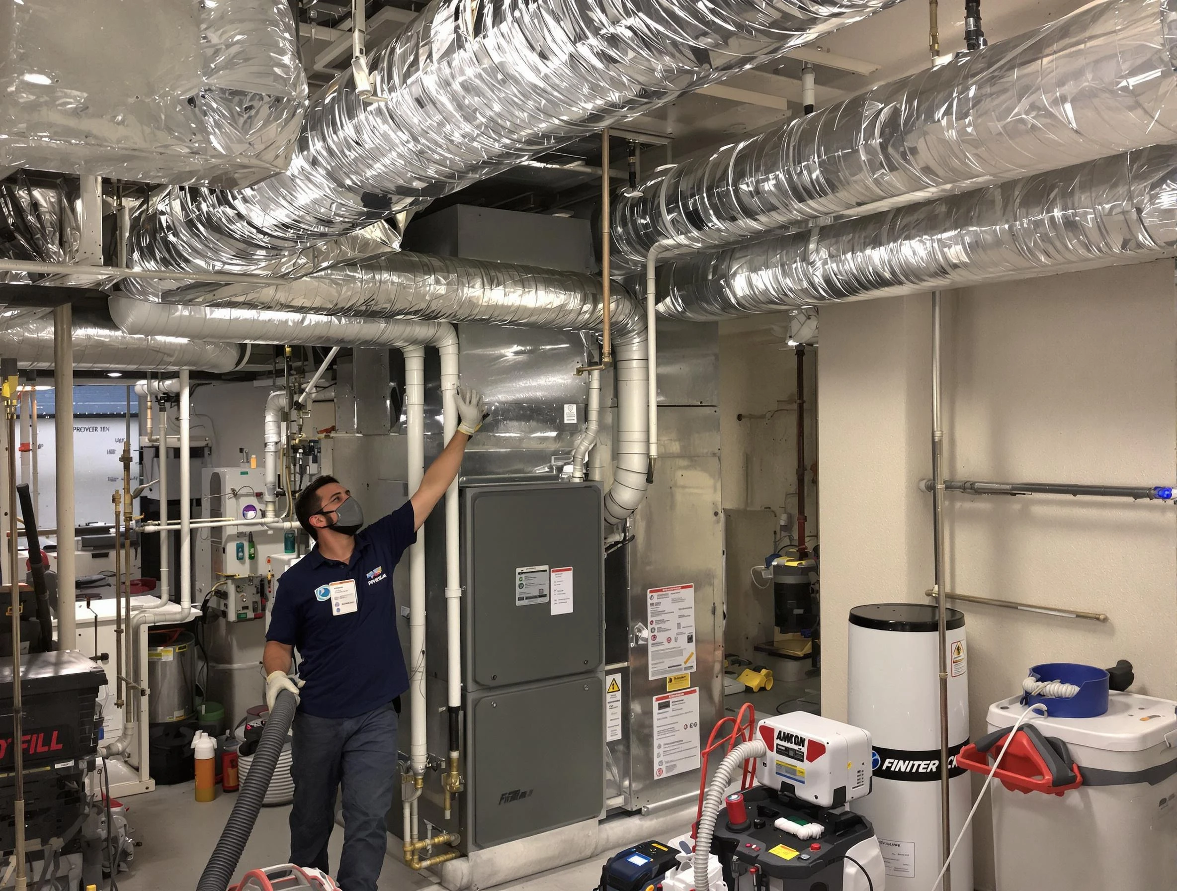 South Fayette Air Duct Cleaning specialist performing thorough furnace duct cleaning in a South Fayette residence