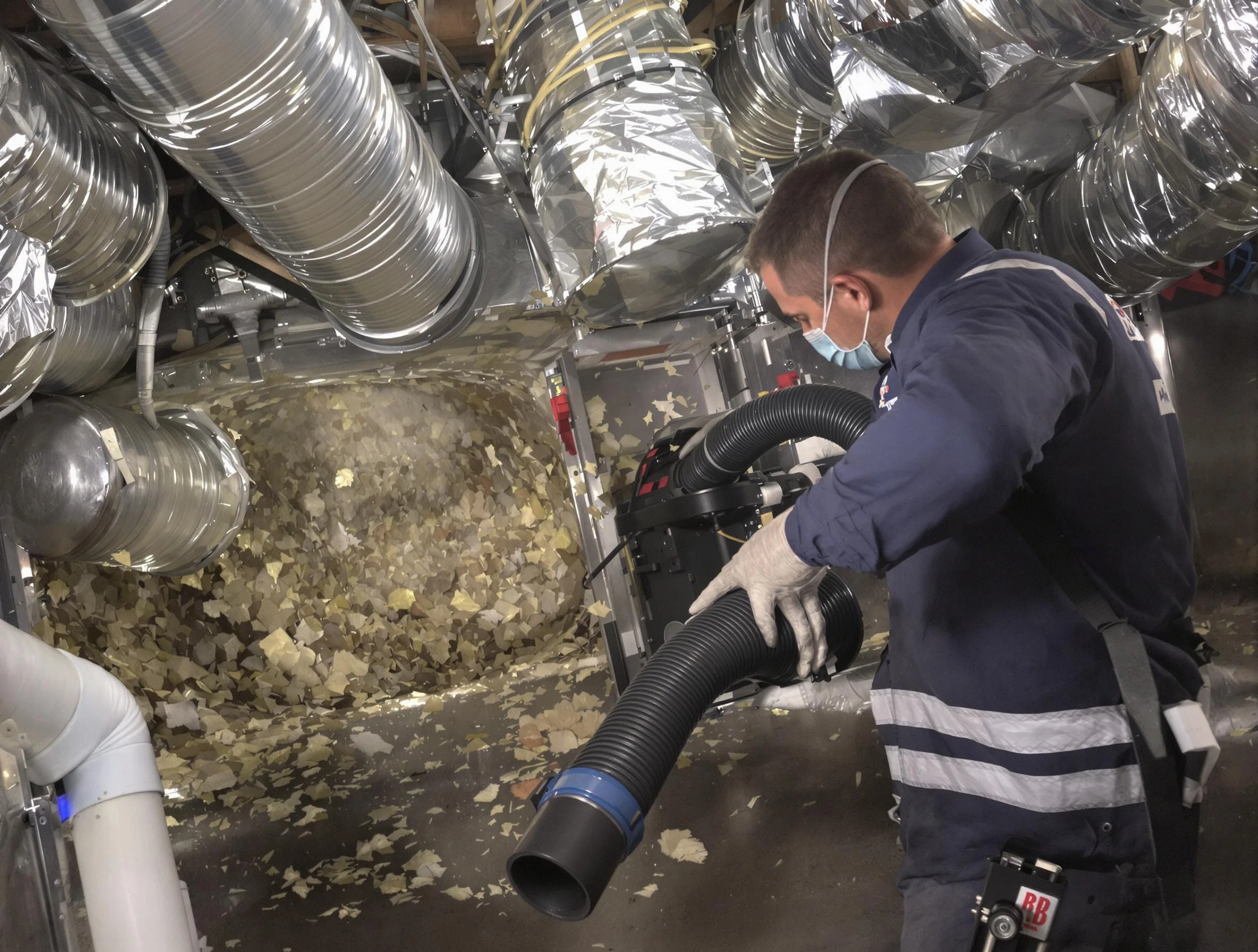 South Fayette Air Duct Cleaning specialist operating negative pressure cleaning equipment for thorough duct maintenance in South Fayette
